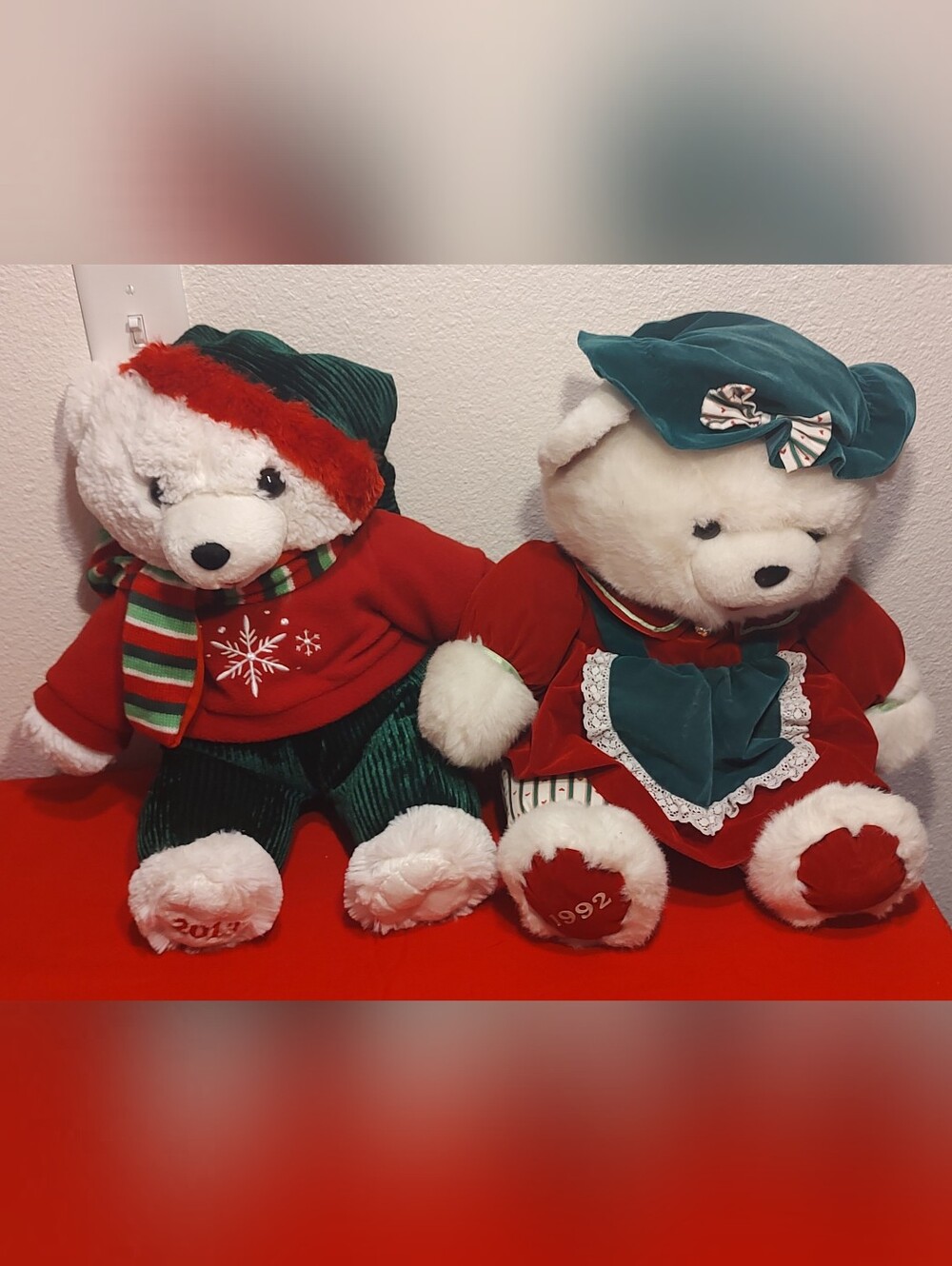 Kmart 1992 Christmas Teddy Bear & 2013 DanDee Snowflake Teddy, holiday plush